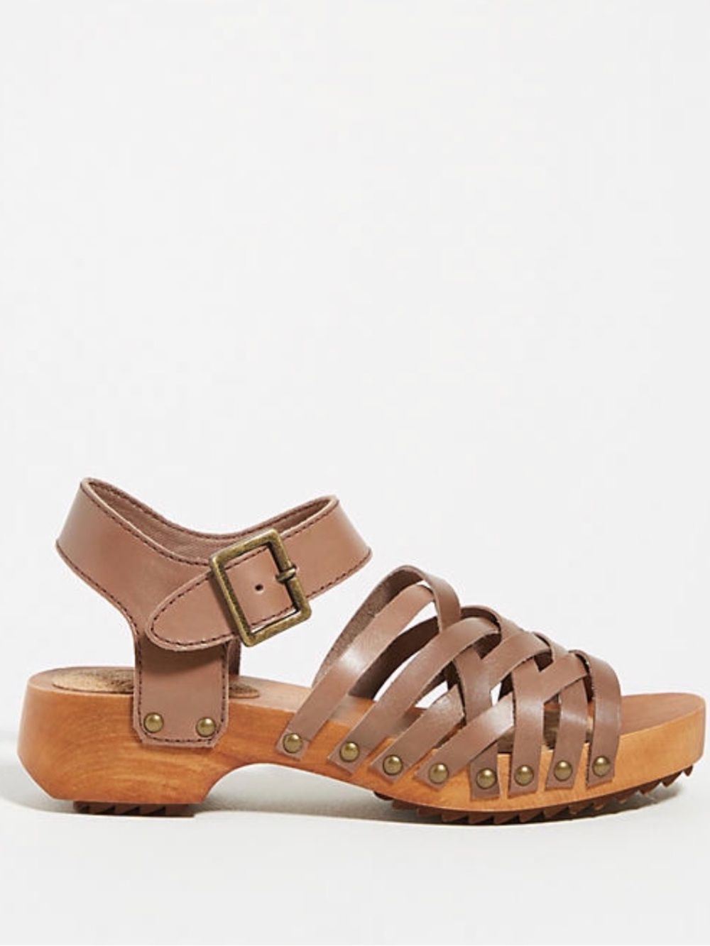 Kelsi Dagger Tan Leather Strappy Clog Sandals